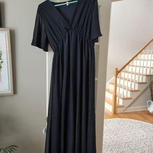 Navy blue chiffon overlay pinkblush maternity dress